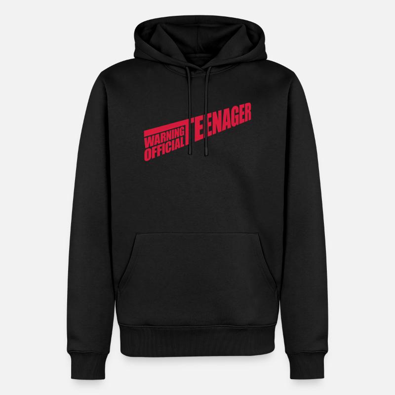 avertissement citation officielle d’adolescent - Sweat à capuche Premium bio Homme - noir