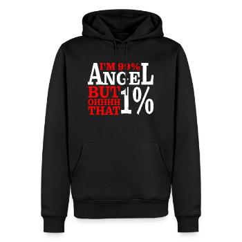 Je suis 99% Ange Mais oh que 1% 2 - Sweat à capuche Premium bio Homme - noir - Devant - Nico (187cm)