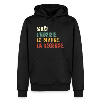 Maël l homme le mythe la légende - Sweat à capuche Premium bio Homme - noir - Devant - Nico (187cm)