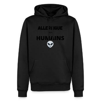 ALLERGIQUE AUX HUMAINS - Sweat à capuche Premium bio Homme - noir - Devant - Nico (187cm)
