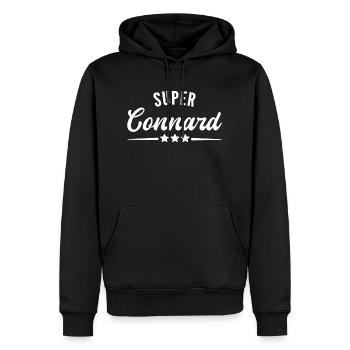 super connard - Sweat à capuche Premium bio Homme - noir - Devant - Nico (187cm)