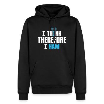Je pense donc que je suis opérateur amateur de radio amateur - Sweat à capuche Premium bio Homme - noir - Devant - Nico (187cm)