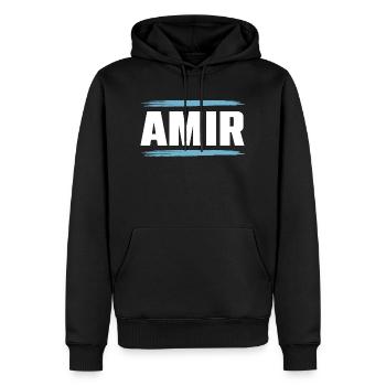 Amir - Sweat à capuche Premium bio Homme - noir - Devant - Nico (187cm)