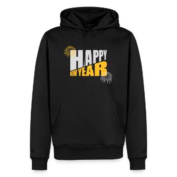 Citation Bonne année - Sweat à capuche Premium bio Homme - noir - Devant - Nico (187cm)