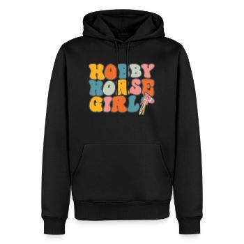 Hobby Horsing Retro Design mit Steckenpferd - Männer Premium Bio Hoodie - Schwarz - Vorne - Nico (187cm)