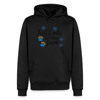 Erste Tracks... - Männer Premium Bio Hoodie - Schwarz - Vorne - Nico (187cm)