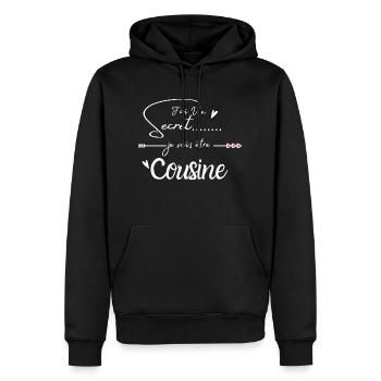 Je vais être cousine - Sweat à capuche Premium bio Homme - noir - Devant - Nico (187cm)
