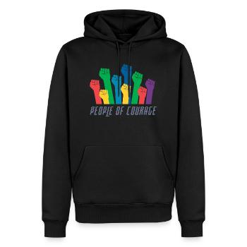 people of courage - Männer Premium Bio Hoodie - Schwarz - Vorne - Nico (187cm)