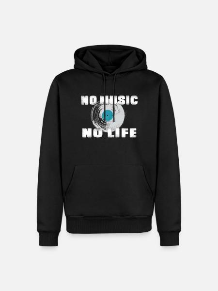 No Music No Life Schallplatte Vinyl - Männer Premium Bio Hoodie - Schwarz