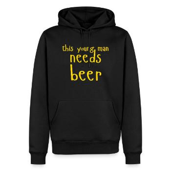 Ce jeune homme a besoin de bière. - Sweat à capuche Premium bio Homme - noir - Devant - Nico (187cm)