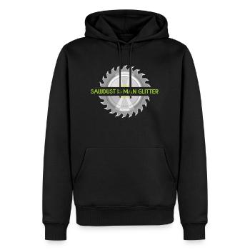 La sciure de bois est paillettes pour l’homme - Sweat à capuche Premium bio Homme - noir - Devant - Nico (187cm)