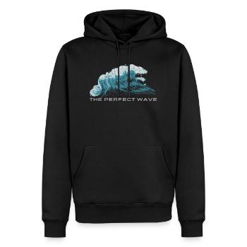 La vague parfaite - Sweat à capuche Premium bio Homme - noir - Devant - Nico (187cm)