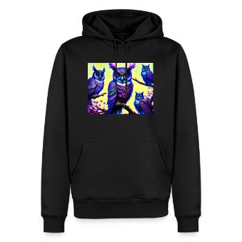 Owl - Men’s Premium Organic Hoodie - black - Front - Nico (187cm)