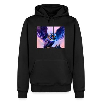 Owl - Men’s Premium Organic Hoodie - black - Front - Nico (187cm)