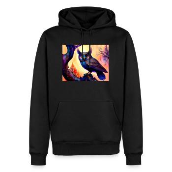 Owl - Men’s Premium Organic Hoodie - black - Front - Nico (187cm)