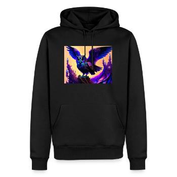 Owl - Men’s Premium Organic Hoodie - black - Front - Nico (187cm)
