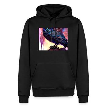 Owl - Men’s Premium Organic Hoodie - black - Front - Nico (187cm)