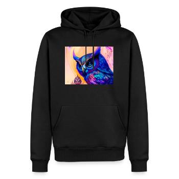 Hibou - Sweat à capuche Premium bio Homme - noir - Devant - Nico (187cm)