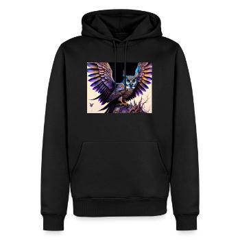 Hibou - Sweat à capuche Premium bio Homme - noir - Devant - Nico (187cm)