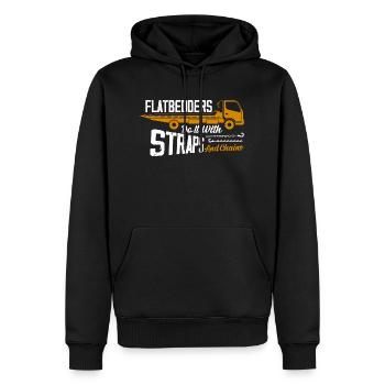 Flatbedders Do It With Straps And Chains Tow Truck - Men’s Premium Organic Hoodie - black - Front - Nico (187cm)