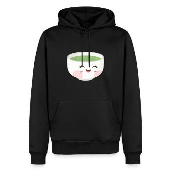 I Love You So Matcha - Mot de mots de l’amateur de thé vert - Sweat à capuche Premium bio Homme - noir - Devant - Nico (187cm)