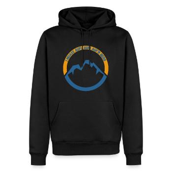 Aufi auf'n Berg - Männer Premium Bio Hoodie - Schwarz - Vorne - Nico (187cm)