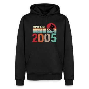 Vintage Birthday rétro sunset design - Sweat à capuche Premium bio Homme - noir - Devant - Nico (187cm)