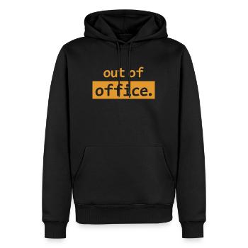 absence du bureau - Nicht im Büro - ausserhaus - Sweat à capuche Premium bio Homme - noir - Devant - Nico (187cm)