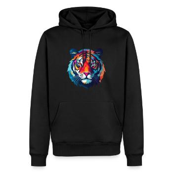 bunter Tiger - Männer Premium Bio Hoodie - Schwarz - Vorne - Nico (187cm)