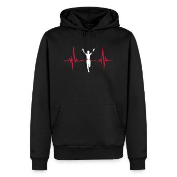 Erster Läufer Rote Ziellinie Puls Gewinner Laufen - Männer Premium Bio Hoodie - Schwarz - Vorne - Nico (187cm)