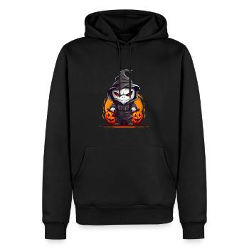 Visage fantôme d’Halloween avec capuchon - Sweat à capuche Premium bio Homme - noir - Devant - Nico (187cm)