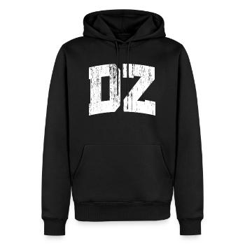 DZ vintage style - Sweat à capuche Premium bio Homme - noir - Devant - Nico (187cm)