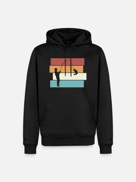 Angler Retro Angeln Hobby - Männer Premium Bio Hoodie - Schwarz