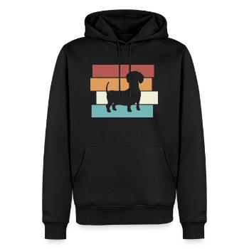 Dackel Hund Retro - Männer Premium Bio Hoodie - Schwarz - Vorne - Nico (187cm)
