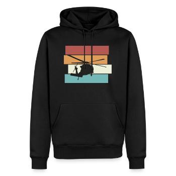 Hélicoptère Pilote d’hélicoptère Rétro - Sweat à capuche Premium bio Homme - noir - Devant - Nico (187cm)