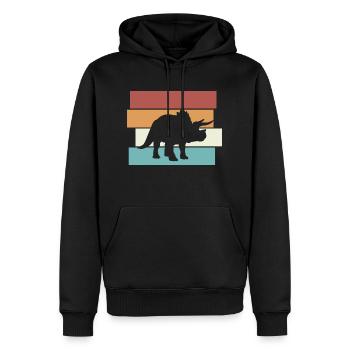 Dino Retro Dinosaur Triceratops - Men’s Premium Organic Hoodie - black - Front - Nico (187cm)