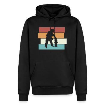 Feuerwehr Retro Feuerwehrmann Vintage Geschenk - Männer Premium Bio Hoodie - Schwarz - Vorne - Nico (187cm)