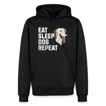 Manger, dormir, chien, répéter : la vie d’un amoureux des chiens - Sweat à capuche Premium bio Homme - noir - Devant - Nico (187cm)