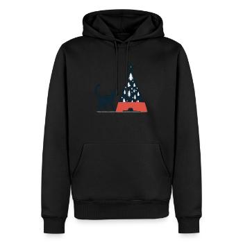 Weihnachtskatze - Männer Premium Bio Hoodie - Schwarz - Vorne - Nico (187cm)