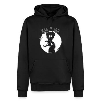 Utilisez votre pain - Sweat à capuche Premium bio Homme - noir - Devant - Nico (187cm)