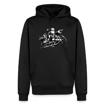 Le Père Noël glisse dans les airs - Sweat à capuche Premium bio Homme - noir - Devant - Nico (187cm)