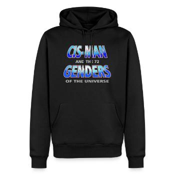 Cis-Man - Mann-80er Jahre Satire-Geschlecht-Ver.1 - Männer Premium Bio Hoodie - Schwarz - Vorne - Nico (187cm)