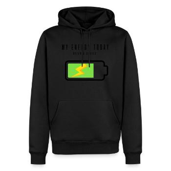 Wiederaufladbare Batterie mit Kaffee | Kaffeeliebhaber - Männer Premium Bio Hoodie - Schwarz - Vorne - Nico (187cm)