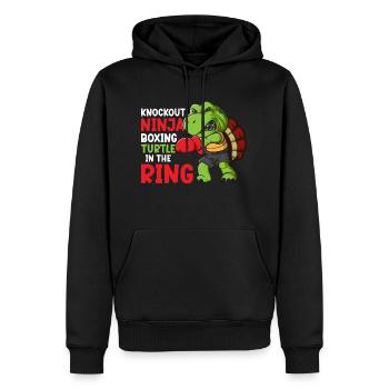 Funny Turtle Graphic Knockout Turtle Ninja Vintage - Men’s Premium Organic Hoodie - black - Front - Nico (187cm)