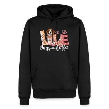 Beagle Hund Kaffee Liebhaber Hund Mama Valentinstag - Männer Premium Bio Hoodie - Schwarz - Vorne - Nico (187cm)