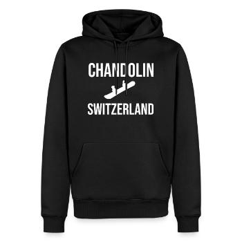 Chandolin Switzerland Souvenir - Men’s Premium Organic Hoodie - black - Front - Nico (187cm)