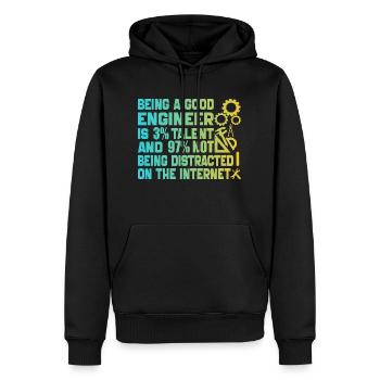 Funny Engineer Men Women Mechanical Engineering - Sweat à capuche Premium bio Homme - noir - Devant - Nico (187cm)