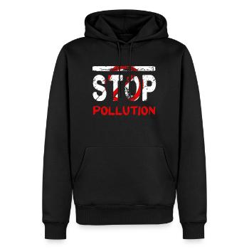 Umweltverschmutzung stoppen - Männer Premium Bio Hoodie - Schwarz - Vorne - Nico (187cm)