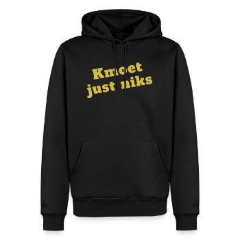 kmoet just niks, Antwerps dialect - Sweat à capuche Premium bio Homme - noir - Devant - Nico (187cm)
