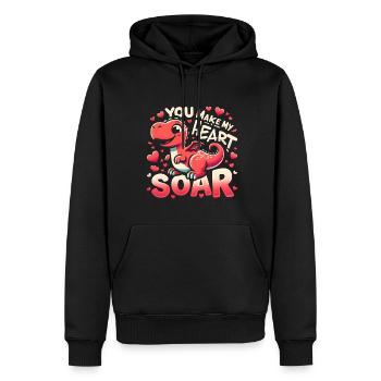 Dinosaure Mignon Cadeau Saint Valentin Humour - Sweat à capuche Premium bio Homme - noir - Devant - Nico (187cm)